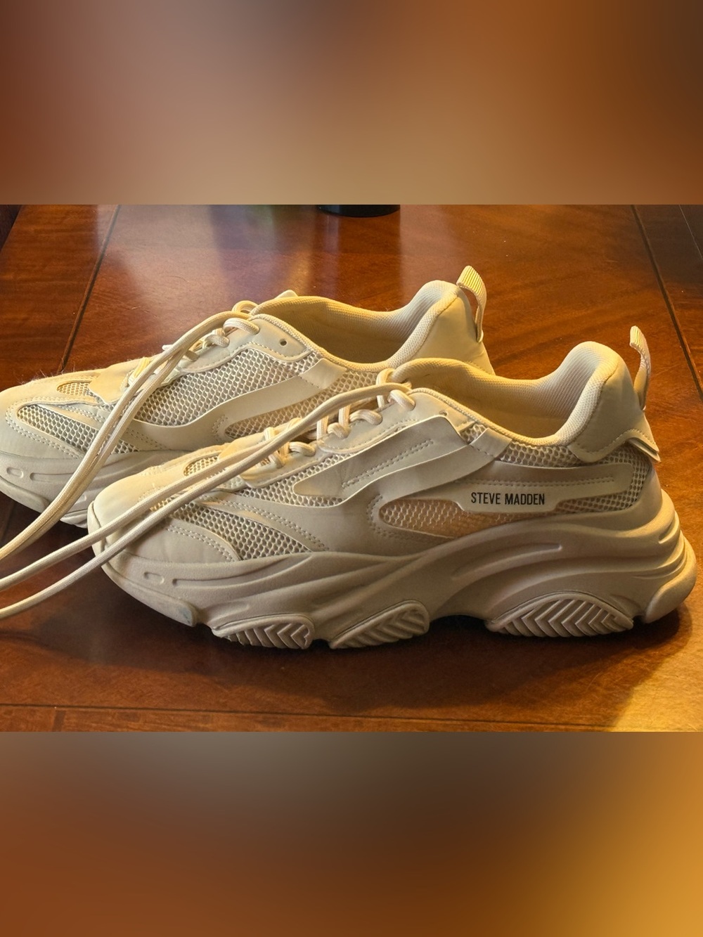 Steve Madden Women's Chunky Platform Sneaker in Beige Cream